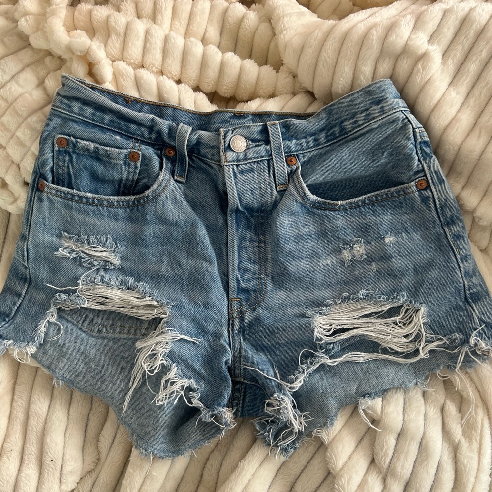 Levi’s Distressed Blue Denim Women's Shorts